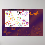 Poster púrpura y de oro de las mariposas