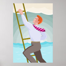 poster retro de la escalera del hombre de negocios