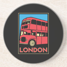 poster retro del art déco de Londres Westminster I Posavasos Diseño