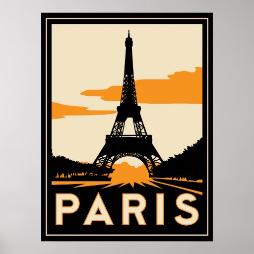 poster retro del art déco de París