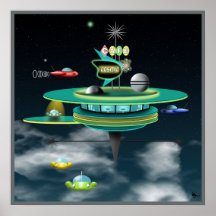 Poster retro del espacio del café