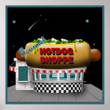 Poster retro del Shoppe del perrito caliente