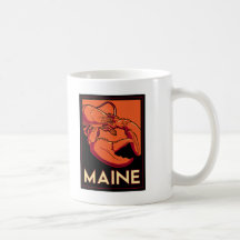 Poster retro del viaje del art déco de Maine Taza De Café