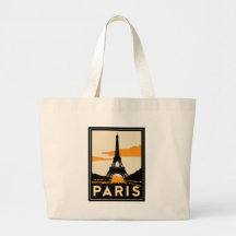 poster retro del viaje del art déco de París Bolsa De Mano