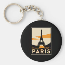 poster retro del viaje del art déco de París Llavero