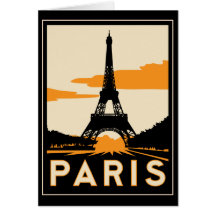 poster retro del viaje del art déco de París Tarjetas