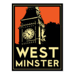 poster retro del viaje del art déco de Westminster Tarjeta Postal