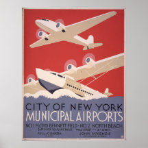 poster retro del vintage del aeropuerto de Nueva Y