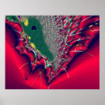 Poster rojo abstracto del fractal