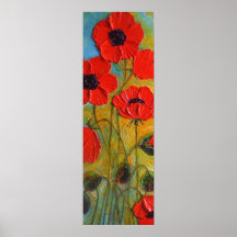 Poster rojo alto de la bella arte de las amapolas 