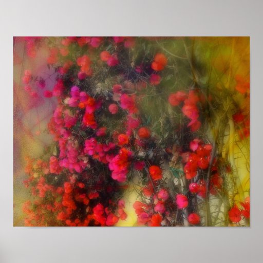 Poster rojo del Bougainvillea del impresionismo