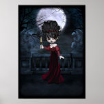 Poster rojo del chica del gótico