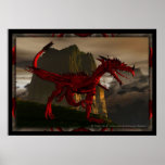 poster rojo del dragón 3D