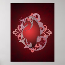Poster rojo del dragón de la fantasía urbana