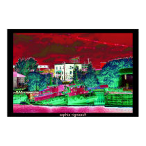 poster rojo del paisaje del cielo posters