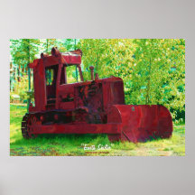 Poster rojo viejo del arte de la excavadora del tr