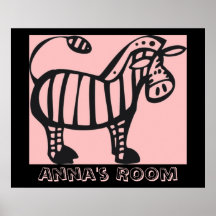 Poster rosado de la cebra del personalizar
