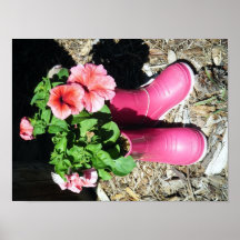 Poster rosado de la flor de las botas