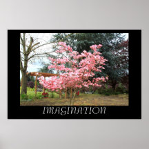 Poster rosado de la imaginación del árbol florecie