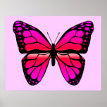 Poster rosado de la mariposa