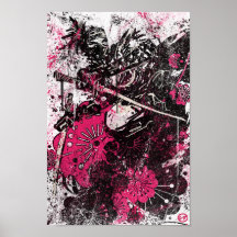 Poster rosado de Ninja