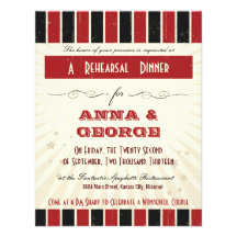 Poster rústico: Cena roja y negra del ensayo Invitación Personalizada