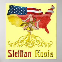 Poster siciliano americano de las raíces