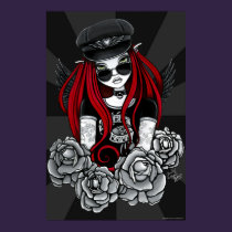 Poster subió motorista rojo del ángel del tatuaje  posters