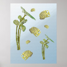Poster tropical de los pescados y de las plantas d