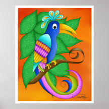 Poster tropical del pájaro de Burdeos