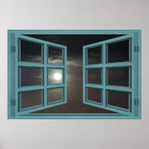 Poster verde de la ventana abierta del cristal de 
