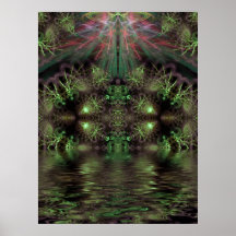 Poster verde del arte del fractal de la reguera