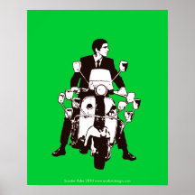 Poster verde del fondo del jinete 2010 de la vespa