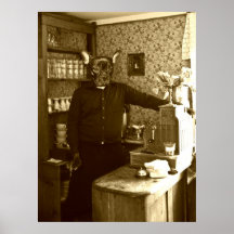 Poster "viejo estilo " de la carne asada del franc