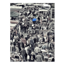 Postkarte - "Blauer Schirm in grauer Masse"