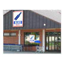 Postkarte - der "Blaue Schirm" kauft ein