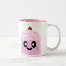 POSTRE DELICIOSO DULCE DE LA MAGDALENA DE KAWAII Y TAZAS DE CAFÉ