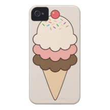 Postre femenino lindo del helado del cono de helad Case-Mate iPhone 4 protector