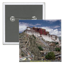 Potala con las banderas del rezo, Tíbet, China Pin
