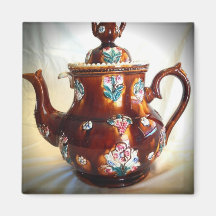 Pote inglés antiguo adornado de lujo del café de l imán para frigorifico