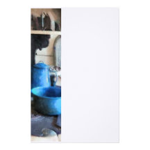 Potes azules en estufa papelería de diseño