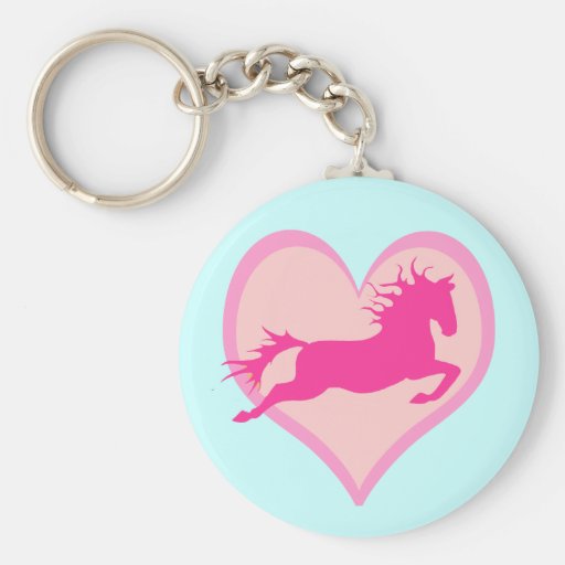 Potro y corazón de salto rosados llavero personalizado