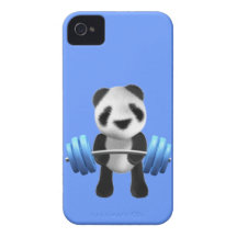 Powerlifter lindo del oso de panda del bebé en 3d  iPhone 4 fundas