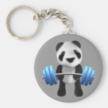 Powerlifter lindo del oso de panda del bebé en 3d  llavero personalizado