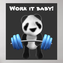 Powerlifter lindo del oso de panda del bebé en 3d  posters