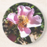 Práctico de costa - abeja en un color de rosa salv posavasos