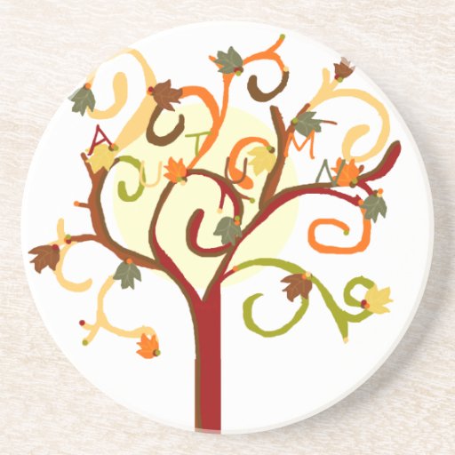 Práctico de costa del árbol del otoño posavasos para bebidas