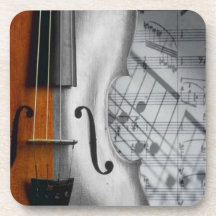 Práctico de costa del corcho del violín posavasos de bebida