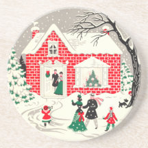 Práctico de costa del navidad del vintage posavasos diseño