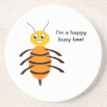 Práctico de costa feliz de la abeja ocupada posavaso para bebida